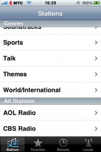 Выбор радиостанций сети AOL