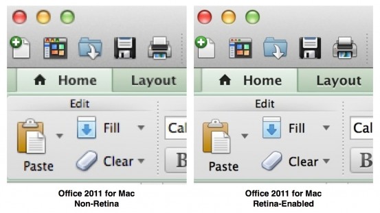 Microsoft Office 2011 адаптирован под Retina