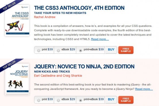 Электронные версии учебников по CSS и JQuery от SitePoint