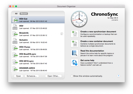 ChronoSync - Менеджер мастер-файлов